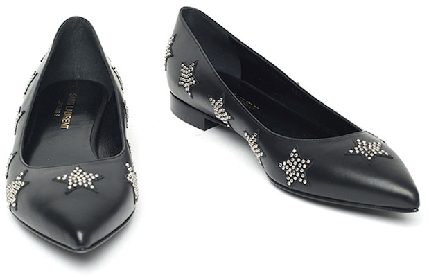 聖羅蘭皮革低幫尖頭休閒單鞋 女款 黑色 Lookbook 聖羅蘭皮革低幫尖頭休閒單鞋 女款 黑色