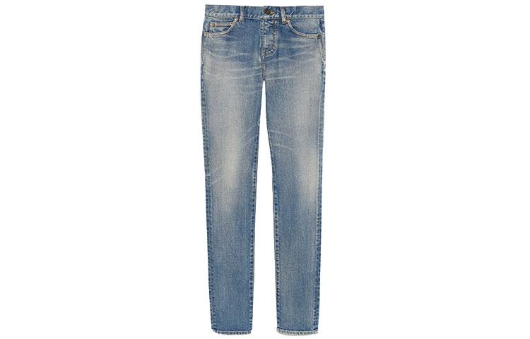 Order (Women) SAINT LAURENT Low-Waist Zipper Denim Jeans - Blue. 614447YA5074781