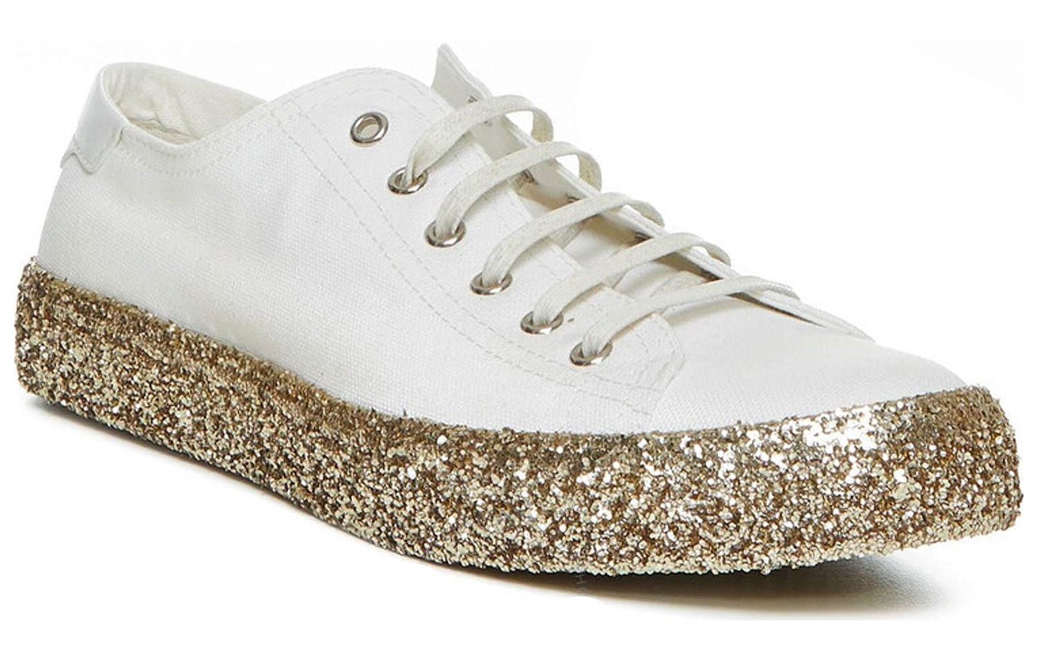 Lookbook SAINT LAURENT聖羅蘭 棉質 圓頭繫帶 低筒 帆布鞋 女款 白色