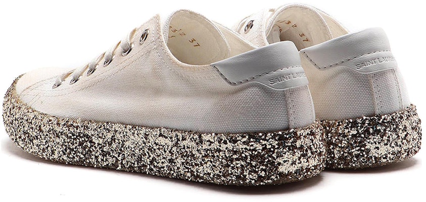 SAINT LAURENT聖羅蘭 棉質 圓頭繫帶 低筒 帆布鞋 女款 白色 Shop SAINT LAURENT聖羅蘭 棉質 圓頭繫帶 低筒 帆布鞋 女款 白色