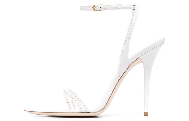 (Women) Saint Laurent Luna 'Faux Pearl Ankle Strap White' 6568292O5009030