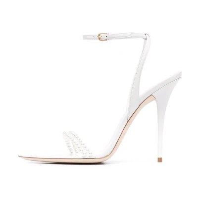 (W) Saint Laurent Luna 'Faux Pearl Ankle Strap White'