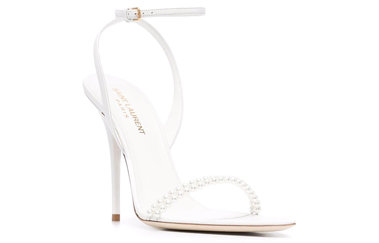 Lookbook (Women) Saint Laurent Luna 'Faux Pearl Ankle Strap White' 6568292O5009030