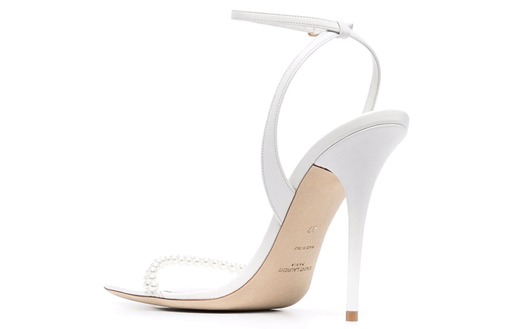 Shop (Women) Saint Laurent Luna 'Faux Pearl Ankle Strap White' 6568292O5009030