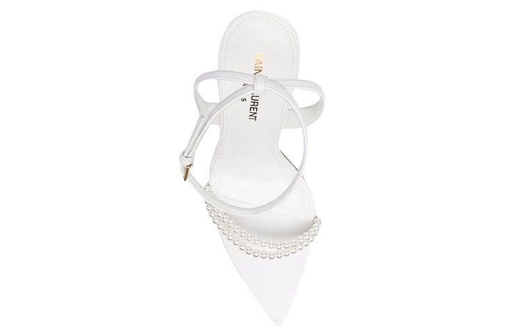Purchase (Women) Saint Laurent Luna 'Faux Pearl Ankle Strap White' 6568292O5009030