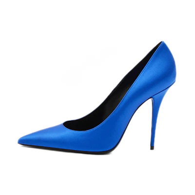 (W) Saint Laurent Marylin Pump Electric Blue Satin