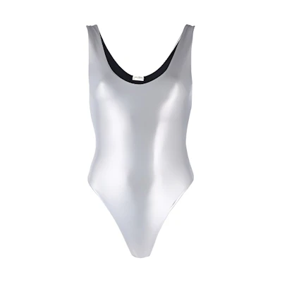 (Women) Saint Laurent Metallic Knit Sleeveless Romper Women’s Gray FW21. 668380Y6D338106