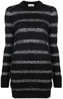 (Women) SAINT LAURENT Metallic Striped Knit Long-Sleeve Dress 637737YAVD21081 (Women) SAINT LAURENT Metallic Striped Knit Long-Sleeve Dress 637737YAVD21081