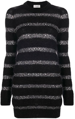 (Women) SAINT LAURENT Metallic Striped Knit Long-Sleeve Dress 637737YAVD21081 Buy (Women) SAINT LAURENT Metallic Striped Knit Long-Sleeve Dress 637737YAVD21081
