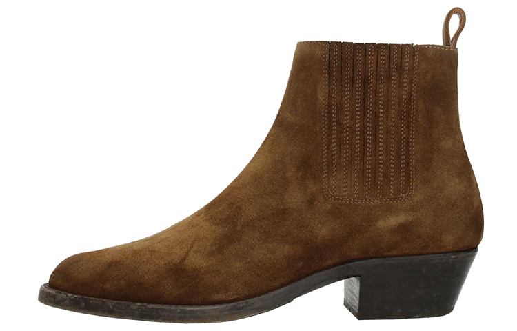 Buy (W) Saint Laurent Sepatu Boot Hak Sedang 'Brown Suede' 552699BT3002330