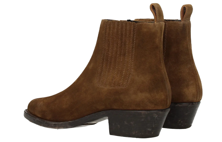 Lookbook (W) Saint Laurent Sepatu Boot Hak Sedang 'Brown Suede' 552699BT3002330