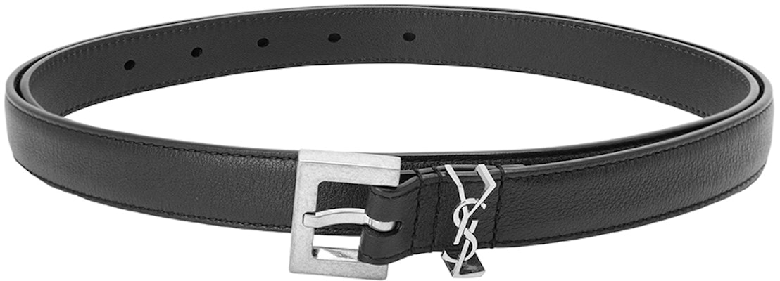 (W) 聖羅蘭黑色皮革銀扣標誌腰帶 2公分寬 554465BOO0E1000 Lookbook (W) 聖羅蘭黑色皮革銀扣標誌腰帶 2公分寬 554465BOO0E1000