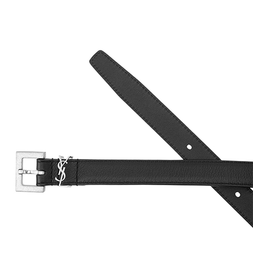 Purchase (W) 聖羅蘭黑色皮革銀扣標誌腰帶 2公分寬 554465BOO0E1000
