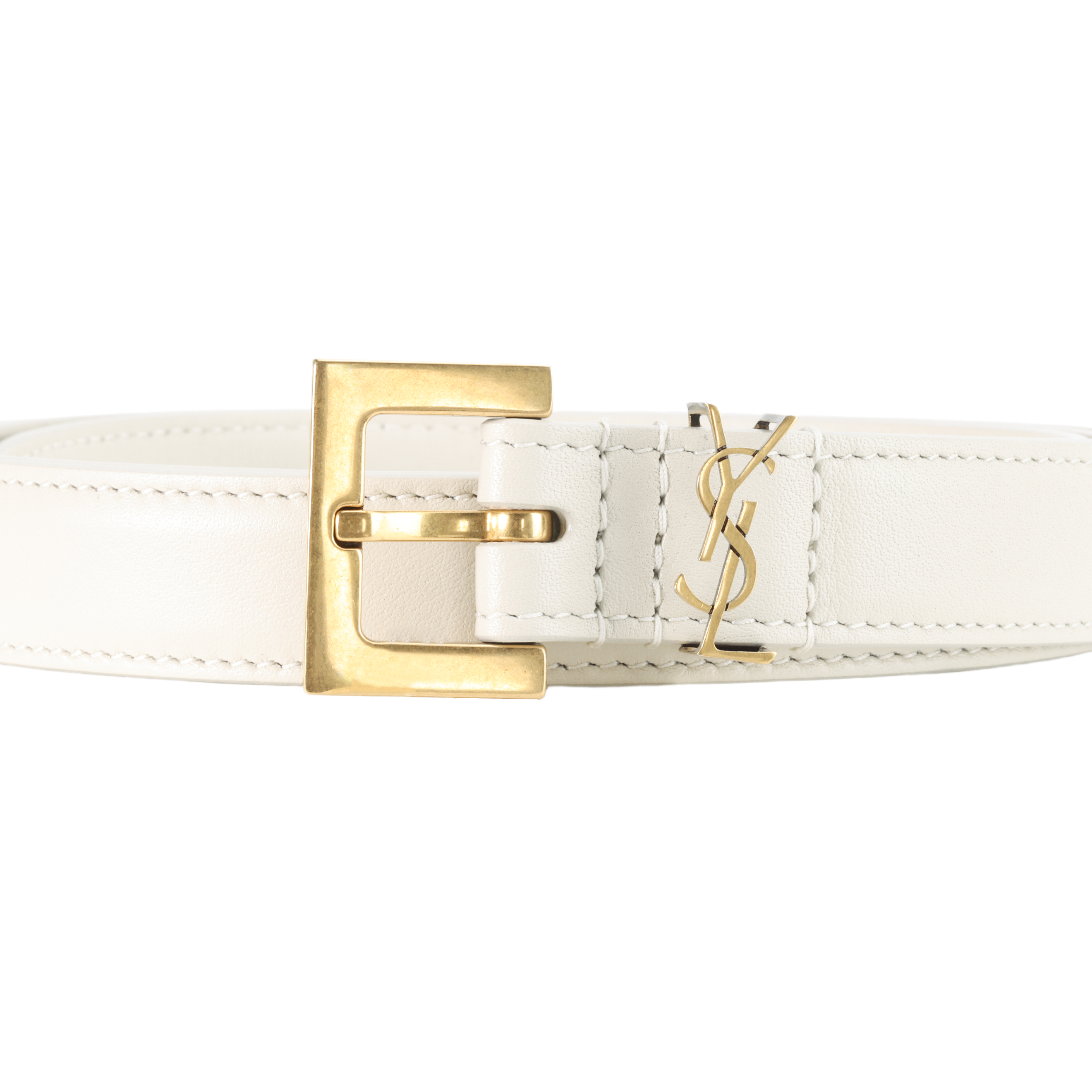 Shop (Women) Saint Laurent Monogram Patent Leather Buckle Belt White 2cm Wide. 554465BOO0W9207