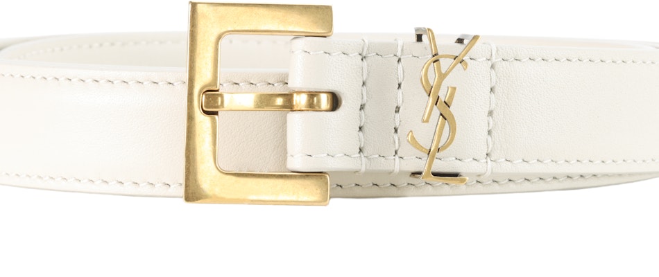 (Women) Saint Laurent Monogram Patent Leather Buckle Belt White 2cm Wide. 554465BOO0W9207 Shop (Women) Saint Laurent Monogram Patent Leather Buckle Belt White 2cm Wide. 554465BOO0W9207