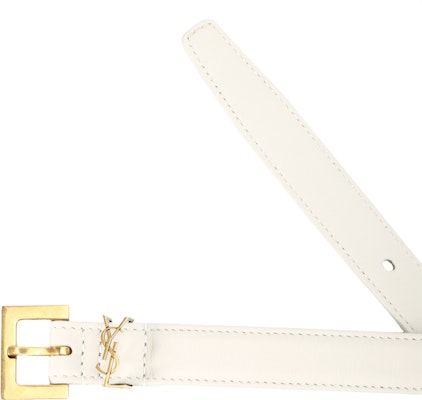 (Women) Saint Laurent Monogram Patent Leather Buckle Belt White 2cm Wide. 554465BOO0W9207 Purchase (Women) Saint Laurent Monogram Patent Leather Buckle Belt White 2cm Wide. 554465BOO0W9207
