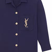 Sizing (Women) Saint Laurent Monogram Wool Embroidered Knit Shirt Navy Blue 623611Y7A094140