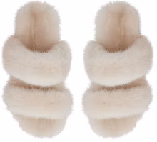 Shop SAINT LAURENT 貂皮漂白輕便拖鞋 女款 米色