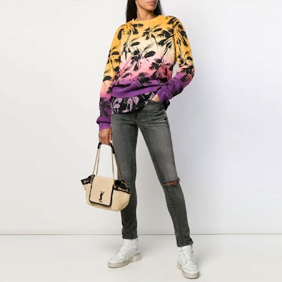 (Women) SAINT LAURENT Multicolor Palm Print Hoodie 601516YBNX27269 Purchase (Women) SAINT LAURENT Multicolor Palm Print Hoodie 601516YBNX27269