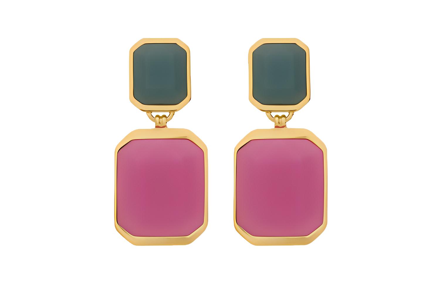(Women) Saint Laurent Octagonal Pink Fashion Earrings for Women. 737929-Y1591-9856