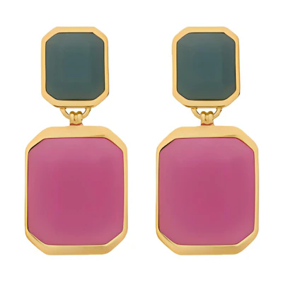 (Women) Saint Laurent Octagonal Pink Fashion Earrings for Women. 737929-Y1591-9856