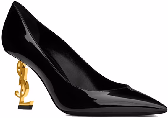 SAINT LAURENT 聖羅蘭 Opyum 黃金鞋跟 漆皮 時尚優雅高筒鞋 女裝 黑 Shop SAINT LAURENT 聖羅蘭 Opyum 黃金鞋跟 漆皮 時尚優雅高筒鞋 女裝 黑