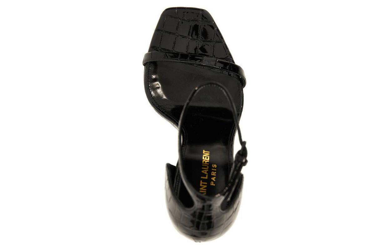 Purchase 圣羅蘭 Opyum 皮革 露趾搭扣 一字帶涼鞋 11cm 女款 黑色