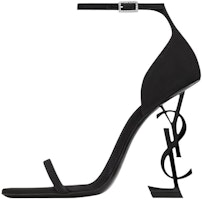 (Women) Saint Laurent Opyum 'Crystal Logo Buckle Black Satin Sandals' 762953AACSM1000 (Women) Saint Laurent Opyum 'Crystal Logo Buckle Black Satin Sandals' 762953AACSM1000