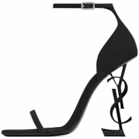 (Women) Saint Laurent Opyum 'Crystal Logo Buckle Black Satin Sandals' 762953AACSM1000 (Women) Saint Laurent Opyum 'Crystal Logo Buckle Black Satin Sandals' 762953AACSM1000