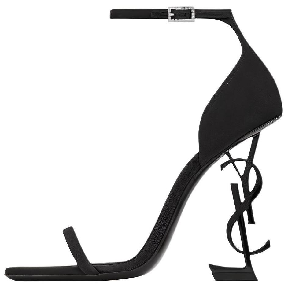 Buy (W) Saint Laurent Opyum Sandali Satinati Nero con Logo Cristallo 762953AACSM1000