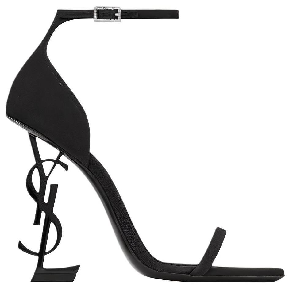 Order (W) Saint Laurent Opyum Sandali Satinati Nero con Logo Cristallo 762953AACSM1000