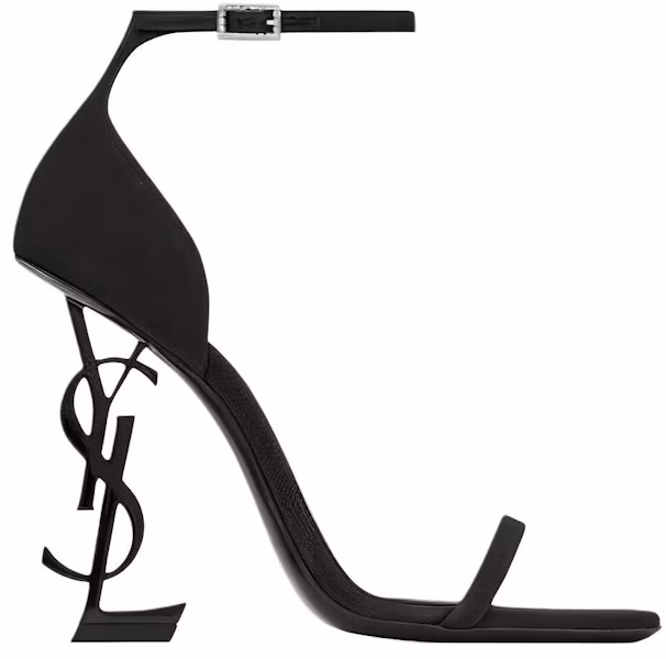 SAINT LAURENT Opyum 水晶搭扣 雙緞 一字帶涼鞋 11cm 女款 黑色 Lookbook SAINT LAURENT Opyum 水晶搭扣 雙緞 一字帶涼鞋 11cm 女款 黑色
