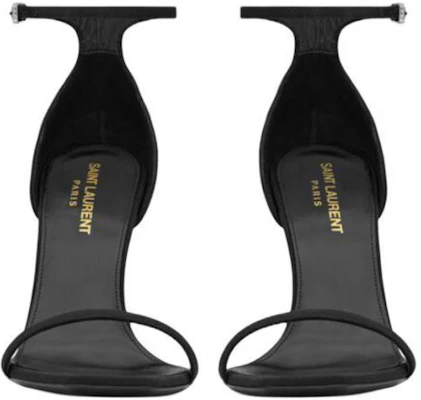 SAINT LAURENT Opyum 水晶搭扣 雙緞 一字帶涼鞋 11cm 女款 黑色 Purchase SAINT LAURENT Opyum 水晶搭扣 雙緞 一字帶涼鞋 11cm 女款 黑色