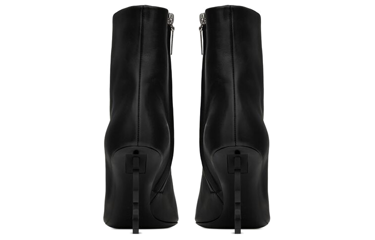Shop (W) 圣罗兰Opyum高跟短靴8.5厘米‘黑色尖头拉链皮靴’ 5637540RRUU1000