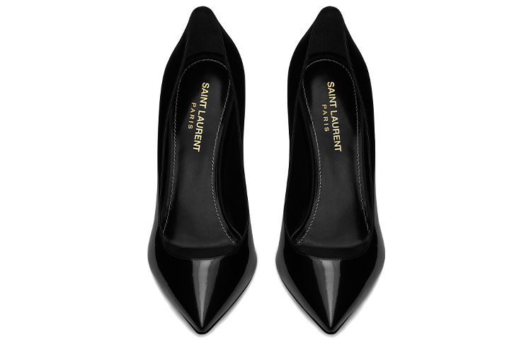 Shop (W) Saint Laurent Opyum 'Black Patent' Sepatu Hak Tinggi Kulit Hitam 472011D6CVV1000