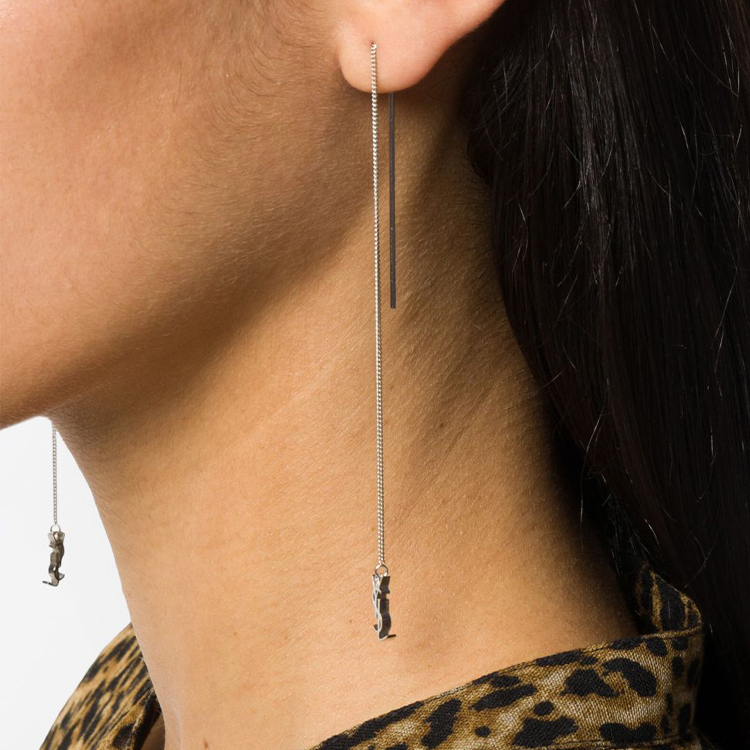 (Women) Saint Laurent Opyum Silver Drop Earrings for Women 635450Y15008126 圖 3