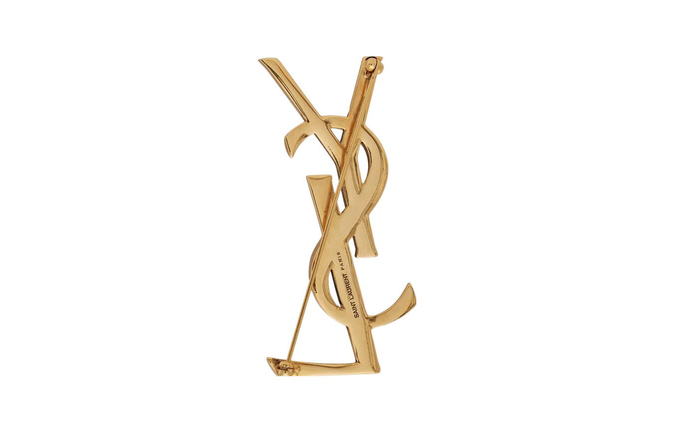 (Women) SAINT LAURENT Opyum Snake Pattern Brass Logo Brooch Gold for Women. 700582Y15008204 圖 3