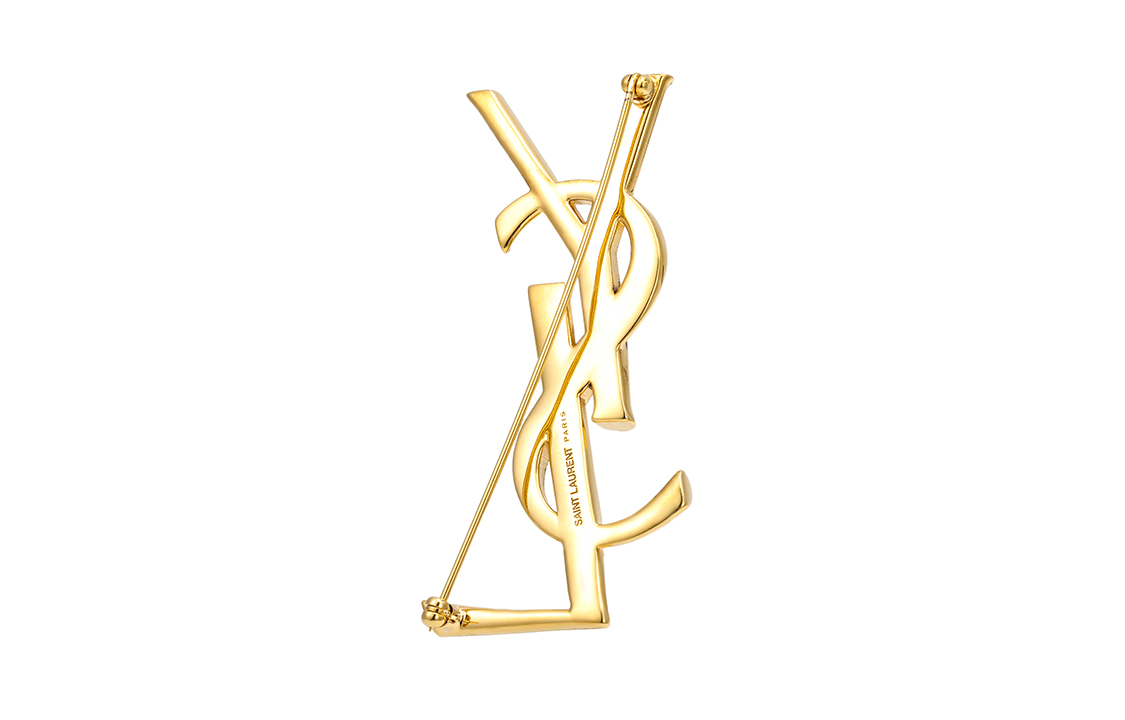(Women) SAINT LAURENT Opyum Snake Pattern Brass Logo Brooch Gold for Women. 700582Y15008204 圖 6