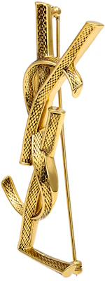 (W) SAINT LAURENT Broche Opyum Patrón Serpiente Logo Latón Dorado Mujer. 700582Y15008204 Sizing (W) SAINT LAURENT Broche Opyum Patrón Serpiente Logo Latón Dorado Mujer. 700582Y15008204