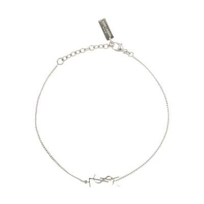 (Women) SAINT LAURENT Original Elegant Brass Bracelet in Silver. 635533-Y1500-8126
