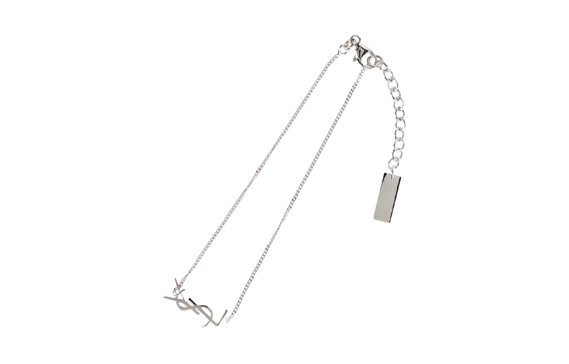 Lookbook (W) 생로랑 오리지널 우아한 실버 브라스 팔찌. 635533-Y1500-8126