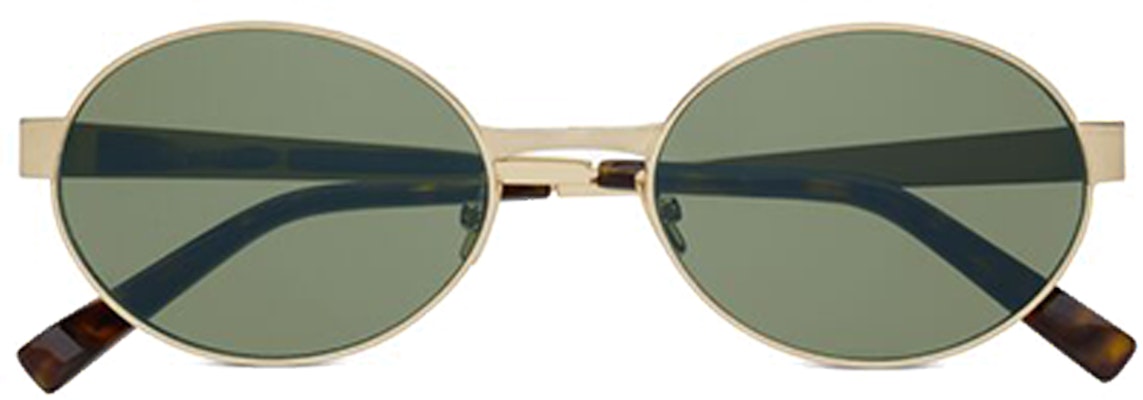 (W) Saint Laurent Cermin Mata Oval Hijau dengan Logo pada Tangkai untuk Wanita. 779851Y99028002 Lookbook (W) Saint Laurent Cermin Mata Oval Hijau dengan Logo pada Tangkai untuk Wanita. 779851Y99028002