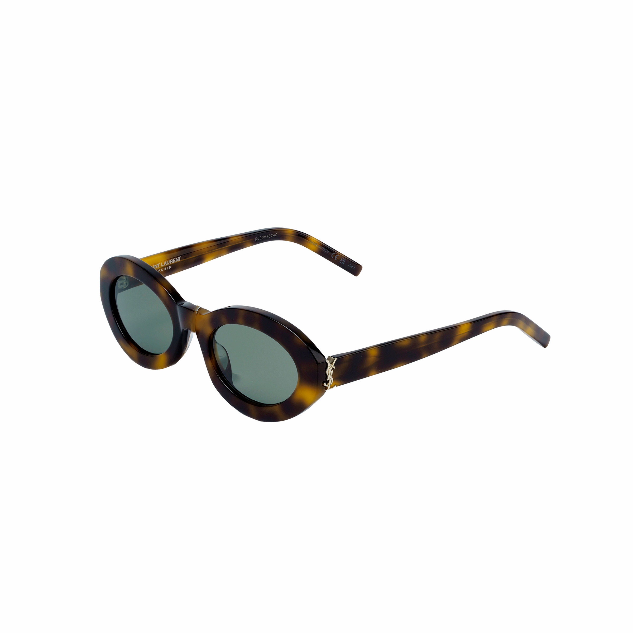 (Women) SAINT LAURENT Oval Sunglasses Brown with Logo for Women SLM136002