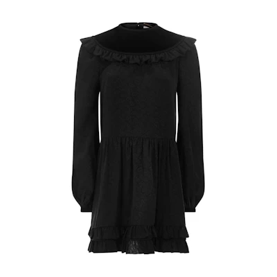 (Women) Saint Laurent Paisley Jacquard Ruffle Long Sleeve Dress Women 661612Y5D161000