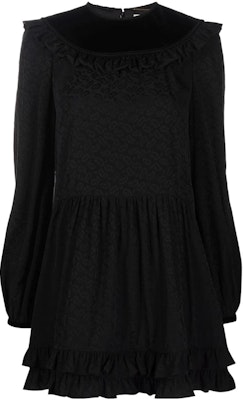 (W) Saint Laurent Dress Wanita Lengan Panjang Ruffle Corak Paisley Jacquard 661612Y5D161000 Order (W) Saint Laurent Dress Wanita Lengan Panjang Ruffle Corak Paisley Jacquard 661612Y5D161000