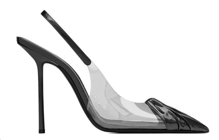 Order SAINT LAURENT 漆皮露跟淺口高跟鞋 女款 黑色