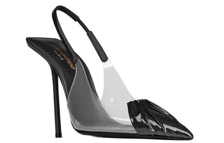 Lookbook SAINT LAURENT 漆皮露跟淺口高跟鞋 女款 黑色