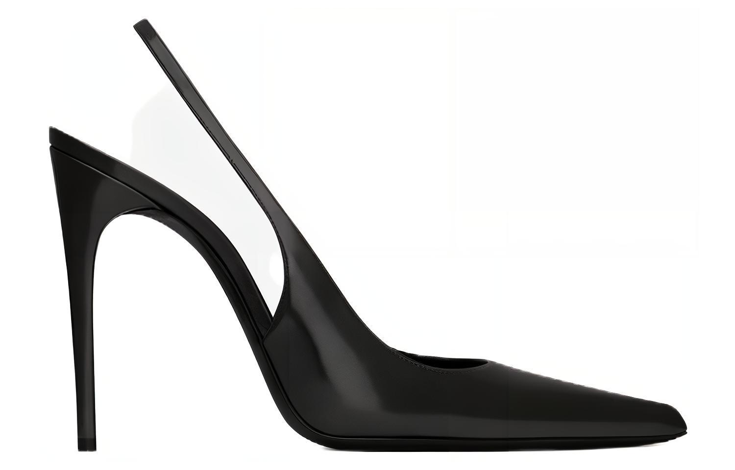 Order (W) Saint Laurent Paris Hak Runcing Tinggi 'Kulit Hitam' 755208AAAZY1000