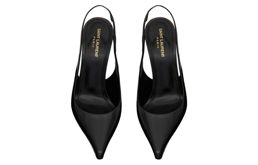 Shop SAINT LAURENT 聖羅蘭 皮革 時尚尖頭 細跟 高跟鞋11cm 女款 黑色