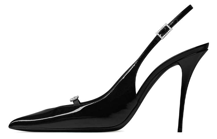 (Women) Saint Laurent Patent Leather Buckle Slingback Stiletto 'Black' 7315241TV001000